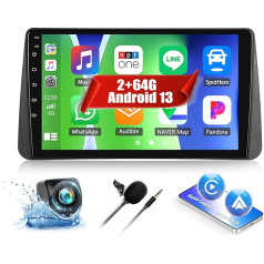 CAMECHO 2+64G Android 13 Autoradio für FIAT TIPO/EGEA 2016-2020, 9 Zoll Wireless Carplay Bluetooth HD Touchscreen Radio mit GPS WiFi FM/RDS Mirror Link +Rückfahrkamera Canbus