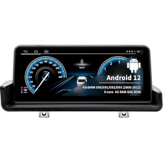 Car Radio for BMW 3 Series E90/E91/E92/E93 2006 2007 2008 2009 2010 2011 2012 Android 12 8 Core 4GB + 64GB, 10.25 Inch Touchscreen Built-in Carplay Android Car Supports 4G SIM Card, CIC system system