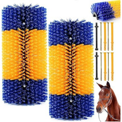 Semi-circular scratching brush for cattle, sheep, horses, pig, equine, scratcher, universal nylon scratching mat, massage brushes, scratching brush for grooming (17.4 x 7.87 inch, piece, 2)