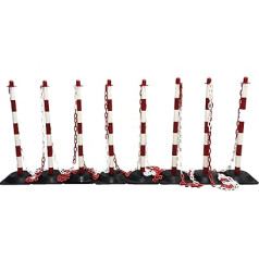 Flexibarrier Basic Post and Chain Barrier Set, 8 Posts Including 15 m Plastic Chain (Red/White)