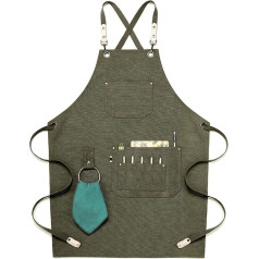 Workshop Bib Apron,Work Tool Apron, Carpenter Apron, Workshop Work Apron Durable Canvas Welding Apron, Work Apron (Color : Grey, Size : XL) (Color : Green, Size : XL), One colour
