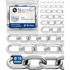 NietFullThings 50 cm = 0.5 m 16 mm thick stainless steel chain, sold by the metre, V4A chain, short links in one piece, anchor chain, A4, DIN766, round link chains, DIN56856, stainless steel chain,