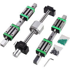 ONLISUM 2 x HGR20-300 mm linear guide + 1 x SFU1605-300 mm ball screws with ball nuts, BF12/BK12, DSG16H, coupling, linear guide ball screw set for CNC machines, 3D printers