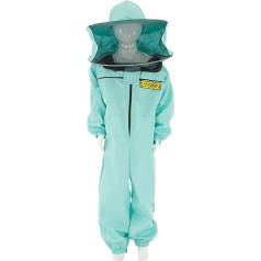 LYSON Children's Suit with Removable Hat Children's Overall with Veil Children's Beekeeping Suit Protective Clothing for Children, Beekeeper Suit Protection Against Bees Turquoise Size 146