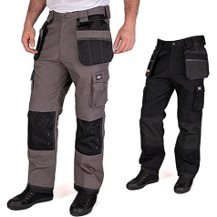 Lee Cooper Men's Premium Multi & Holster Pocket Kneepad Work Safety Trousers Cargo Trousers, Grey/Black, 36 Inch Waist, Regular Leg