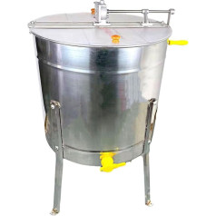 Manual Honey Extractor 6 Frames, Stainless Steel Honey Centrifuge Extractor, with Transparent Lid and Stainless Steel Bracket, for Apiaries and Family Use, 6 Frame
