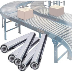 tragrollen förderband 1,5/2/2,4/3 Zoll Förderrollen aus Edelstahl, 5er-Pack Hochleistungs-Förderrollen aus Metall, sanfte Bewegung für Schwerkraft-Förderrollen in der Fabrikproduktionslinie(Dia 32MM/1