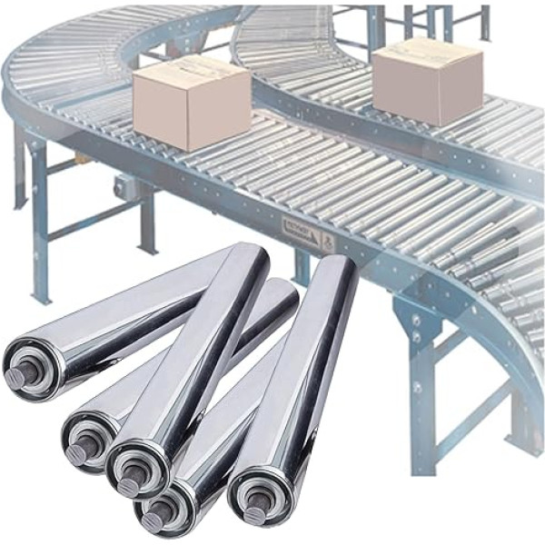 tragrollen förderband 1,5/2/2,4/3 Zoll Förderrollen aus Edelstahl, 5er-Pack Hochleistungs-Förderrollen aus Metall, sanfte Bewegung für Schwerkraft-Förderrollen in der Fabrikproduktionslinie(Dia 32MM/1