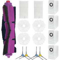 15 Pcs Replacement Accessory Kit for EUREKA J12 Ultra Vacuum Cleaner, 1 Main Brush, 4 Side Brush, 2 Filters, 4 Mop Pads, 4 Dust Bags