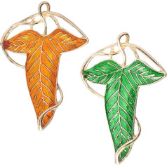 Pack of 2 Elf Leaf Brooches, Retro Brooches for Clothing, Brooch Women's Green and Orange, Brooches Combine it with Suit, Skirt and Cape, Metal