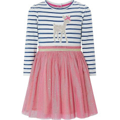 Beilei Creations Girl’s Jersey Dress, Cotton, Cartoon, Embroidered, Casual, Size 18/24 Months to 10/11 Years