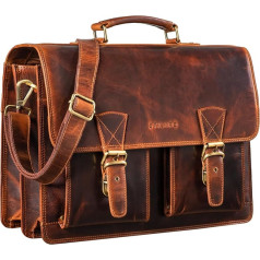 STILORD Jeffrey Teacher Bag Briefcase Leather Large Vintage Leather Bag for Hanging 15.6 Inch Laptop Bag for School University Business Trolley Clip-on