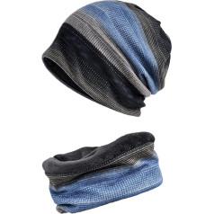 Snyemio Men's Winter Warm Knit Cotton Beanie Sports Hat with Scarf Set of 2