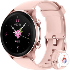 Loddery Smart Watch, Fitness Watch with 1.3 Inch HD Colour Screen, Round Smart Watch with Monitoring of SpO2, Heart Rate, Sleep, Stress etc. Fitness Tracker for Men and Women, Compatible iOS Android