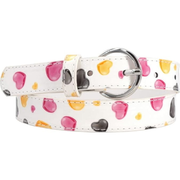 EANAGO Happy Girl Belt for Children (6-15 Years, Waist Circumference 57-72 cm) - Modern Belt with Colourful Hearts for Girls - Children's Belt Girls - Belt Girls, multicoloured