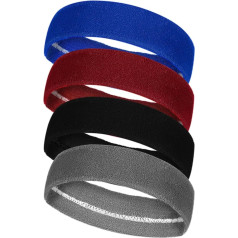 AOZUO 4 Sweatbands Headbands, Headbands, Elastic Non-Slip Sweatband, Sports Sweatbands, Hair Band Headbands for Moisture Wicking, Yoga, Jogging, Running, Cycling, Men and Women