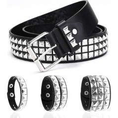 MIVAIUN Punk Rivet Belt Rivets Belt PU Leather Punk Leather Rivets Punk Bracelet 80s Rivets Bracelet Gothic Punk Rock Eyelets Belt for Jeans Pants