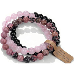 SAIBANGZI Set of 3 Bracelets, 8 mm Gemstone Healing Stones Bracelet for Women, Chakra Yoga Bracelet, Couple/Friendship/Partner Elastic Bead Bracelets