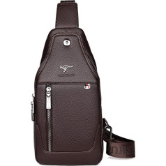 GKE Men's PU Leather Sling Bag Chest Bag Crossbody Bag Shoulder Bags Business Bag Shoulder Bag Backpack Travel Bag Day Packs Leisure Bag for Hiking Cycling Travel