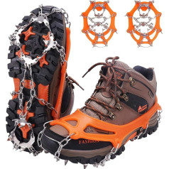 Grödel for Men and Women, 19 Non-Slip Crampons Shoe Spikes Made of Stainless Steel, Non-Slip Shoe Covers for Hiking, Fishing, Walking, Climbing, Mountaineering