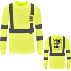 Personalised Printed Hi-Vis Long Sleeve T-Shirt Logo Tailored Long Sleeve Hi Vis Reflective Safety Work T Shirt EN20471 Class 3