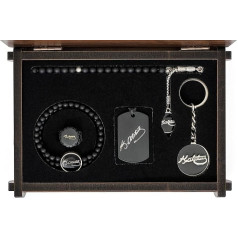 Gök-Türk Handmade Box Jewellery Set 'Ne Mutlu Türküm' Mustafa Kemal Atatürk Engraving Free – Tesbih Keyring Necklace Bracelet Ring, Wood