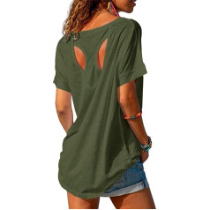 Fisoew Sports Shirt Women's Fitness Short Sleeve Yoga T-Shirt Lightweight Gym Sports Tops Loose