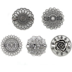 Pack of 5 Vintage Pullover Scarf Cardigan Clips Women's Round Vintage Cape Brooch Scarf Clip, Brooches for Clothing, Clips for Clothing, Vintage Collar Dress Clips for Women Girls, Zinc
