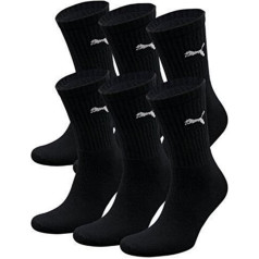 6 Pairs of PUMA Unisex Crew Socks Sports Socks with Terry Sole (43-46, Black), Black (200)