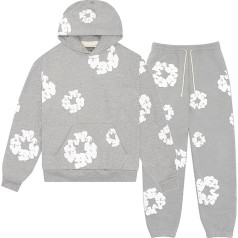 Generisch Denim Tears Jogging Suit with Cotton Wreath 2-Piece Sweatshirts Y2K Jogging Tracksuit by Y2K Men's Denim Tears Foam Print Tracksuit
