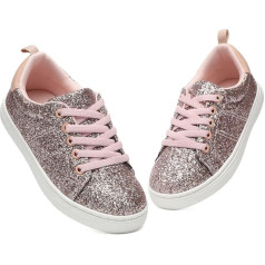 Bernal Girls Sparkle Glitter Sneakers Low Top Walking Shoes for Kids/Children's School Casual Shoes (Toddler/Little Kid/Big Kid)