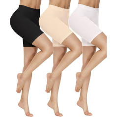 Yeblues Women's Cycling Shorts, Pack of 3, Anti-Chafing Cycling Shorts, Women's Short Trousers for Dress, Dress, Skirt, Seamless High Waist Underwear for Summer, Gym, Yoga, Sports