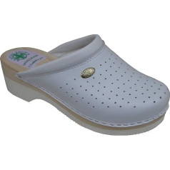 Sanitella 2350 White Slippers with Real Wood Insole, Lightweight Shoe Base, Micro Perforated Leather Upper