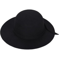 VPbao Wool Wide Brim Felt Fedora Hat Women Hat Floppy Bell Derby Church Party Hats - Foldable
