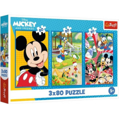Puzzle 3x80 gabaliņu Mickey mouse komanda
