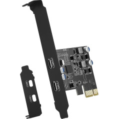 USB C PCIe Card 2 Ports (Power Delivery), USB 3.0 Card 5 Gpbs Quick Charge 20 W for PC Desktop