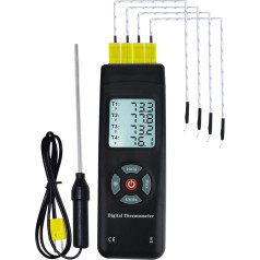 Digital 4 Channels K Type Thermocouple Thermometer with Metal & Bead Probes, Handheld with Backlight, High Temp Meter Tester Multi Measurement Instrument Tool, -50~700°C (-58~1292°F)