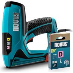 NOVUS TOOLS Electric Stapler J-151 Set of 1200 Staples │ Professional Stapler and Nail Gun with Impact Force Regulation, Distance Stop and Underloading Mechanism │ For Flat Wire Staples 6-14 mm and