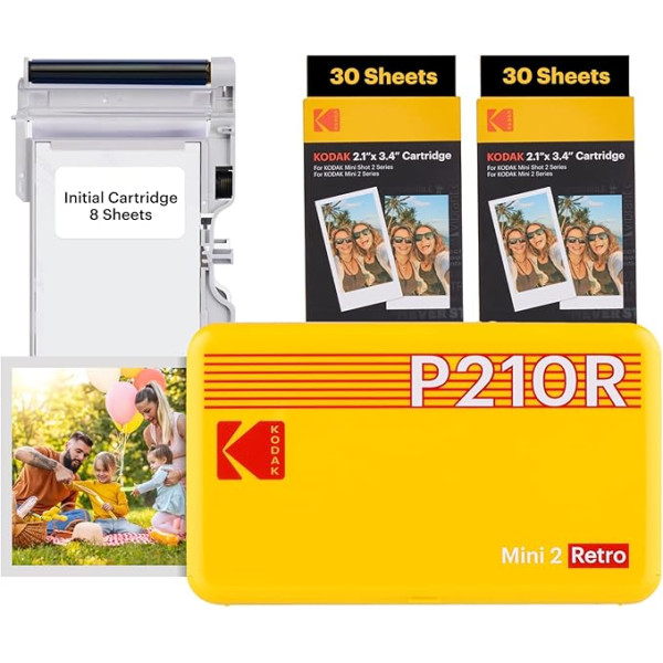 KODAK Mini 2 Plus Retro Mobile 10 X 15 Photo Printer, and Polaroid Instant Pictures print in premium quality on the go with your mobile phone, mobile photo printer for smartphone (iphone & android), portable bluetooth printer