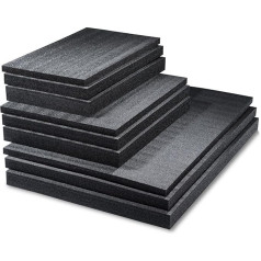 GUARDIQUE Multilayer Foam 1200 x 800 x 50 mm, Shadow Foam, Cutting and Peeling, Adjustable, Kaizen Foam, Tool Insert for Tools, Camera, Tool Box, Tool Trolley, Black