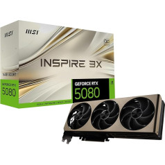 MSI GeForce RTX 5080 16G Inspire 3X OC — 16GB GDDR7 (30Gbps/256-bit), PCIe 5X 16, Boost: 2640MHz, HDMI 2.1b, DisplayPort 2.1b