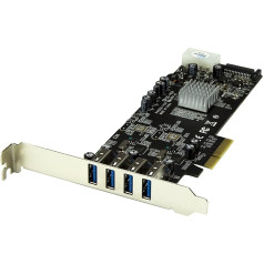 Startech 4 Port PCI Express SuperSpeed USB 3.0 Card Adapter w/ 2 Dedicated 5Gbps Channels - UASP - SATA / LP4 Power