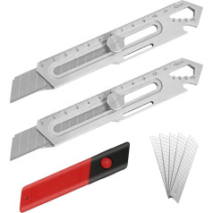YRAKOZIN Professional Metal Cutter Knife Set + 5 Carbon Steel SK5 Snap-off Blades 18 mm, 7 in 1 Multifunctional Utility Knife Carpet Knife for DIY & Commercial Use