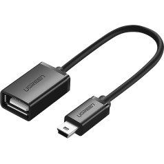 Adapteris mini USB-B (vīriešu) - USB-A (sieviešu) OTG 10cm - pelēks
