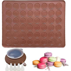 JWKLYZH Macaron Silicone Baking Mat Mould Set, Silicone Mould for Perfect Macaroons, Silicone Mat Non-Stick Macaroon Plate, 48 Holes Macaroons Silicone Mat, with 4 Nozzles, for Macaroons Cupcakes