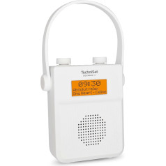 TechniSat DIGITRADIO 30 Waterproof DAB+ Shower Radio (FM, DAB Digital Radio, Integrated Battery, Bluetooth, Waterproof according to IPX5, Alarm Clock, Favourite Memory, Headphone Connection) White