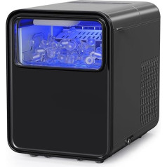 Ice Cube Machine, Small Ice Cube Machine, 12 kg/24 Hours, 9 Cubes in 6 Minutes, Self-Cleaning Ice Cube Maker with Ice Scoop and Basket, 2 Ice Cube Sizes, Black