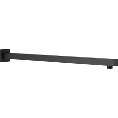 40 cm Shower Arm Wall Arm for Shower Head Rain Shower Shower Extension Shower Head Arm for Bathroom Fixed Shower Head, Stainless Steel, Wall Mounted (Black)