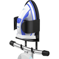TJ.MOREE Metal Ironing Board Holder Wall Mounted Ironing Board Hanger Ironing Board Holder Ironing Board Hook for Laundry Room (Black)