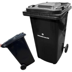 Black Wheelie Bin 240L Outdoor Household Commercial Industrial Standard Size Wheelie Bin for Rubbish and Rubbish Rubber Wheels Waste and Recycling Bin Large 240 Litre with Lid